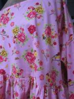 Blouse CERISE en coton rose imprimé fleurs et oiseaux rose-vert-jaune (6)