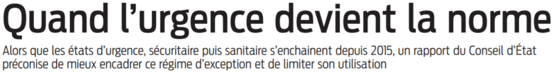 2021 10 07 SO Quand l'urgence devient la norme