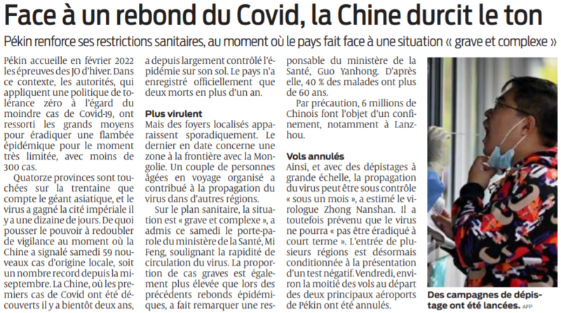 2021 10 31 SO Face à un rebond du Covid la Chine durcit le ton