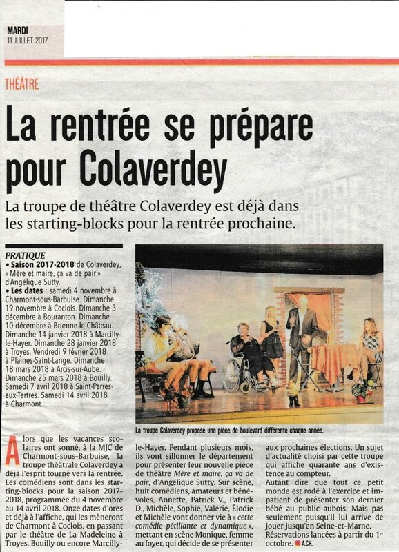 La rentrée 2017 2018 pour Colaverdey