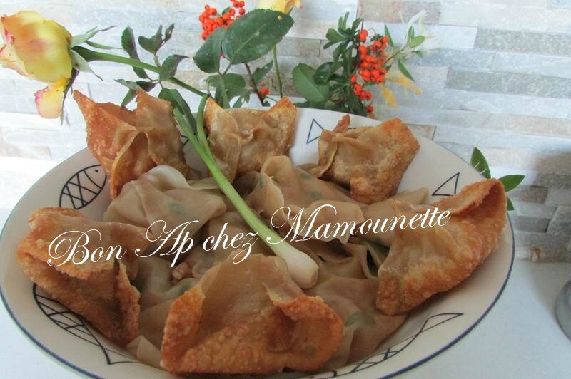 raviolis chinois aux crevettes et ciboule frits et cuits à l'eau 023