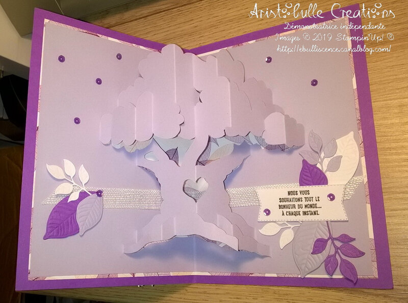 Carte félicitations arbre mauve - ouverte