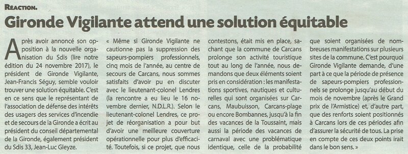 2018 12 08 JDM Gironde Vigilante attend une solution équitable