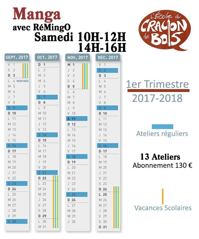 Calendrier Remingo samedis 1er tri 2017-2018