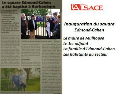 Journal L'Alsace Inauguration du square Edmond-Cahen