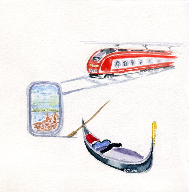  Train, avion, gondole