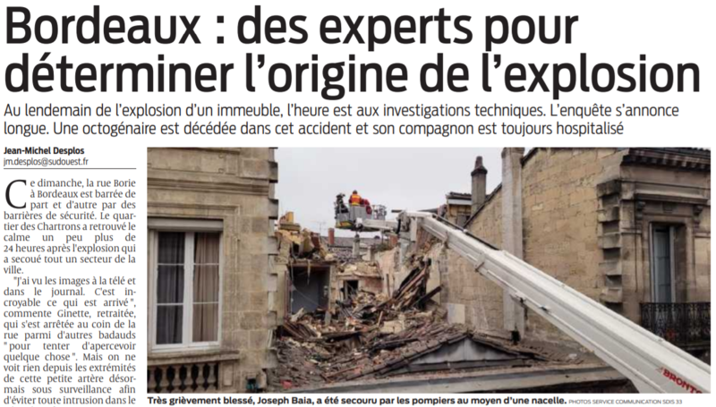 2021 02 08 SO Bordeaux des experts pour déterminer l'origine de l'explosion