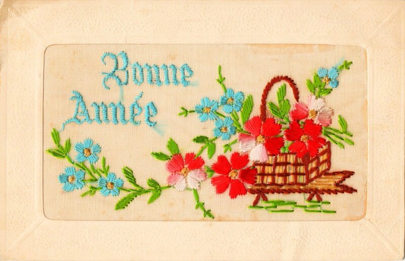 CPA Bonne Année brodée img203R