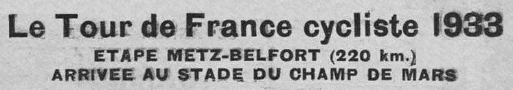 1933 06 24 Tour de France Belfort La Frontière 1 Annonce