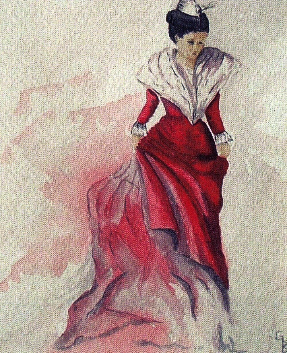 Arlésienne en robe rouge