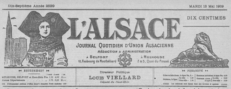 1919 05 13 Ligue maritime à Belfort L'Alsace p1R