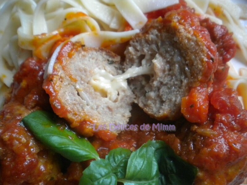 Boulettes de veau à l’Italienne, farcies à la mozzarella 5