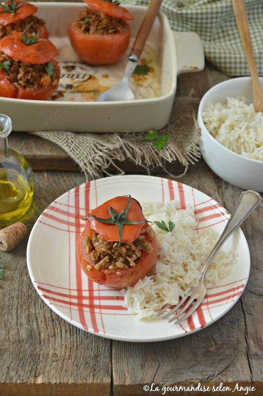 tomate farcie aux protéines de soja vegan