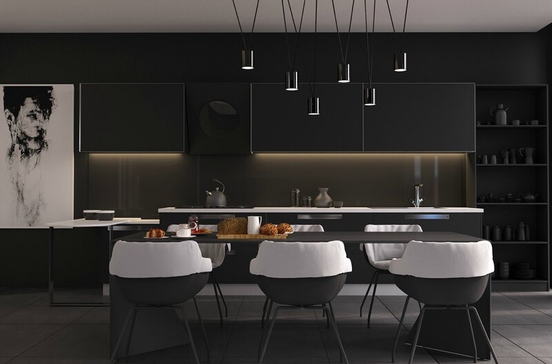 black-and-white-kitchen-and-dining-room