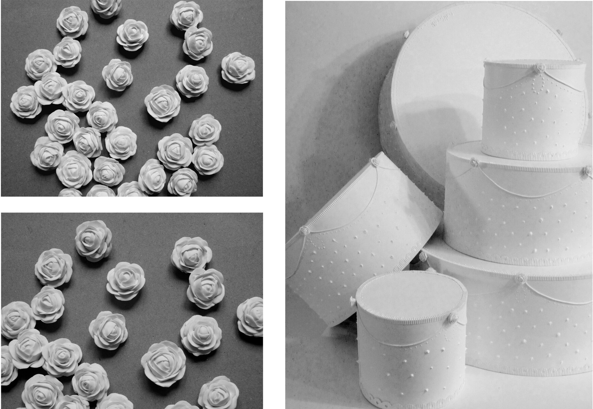 Gâteau tout blanc, présentoir à dragées, mariage