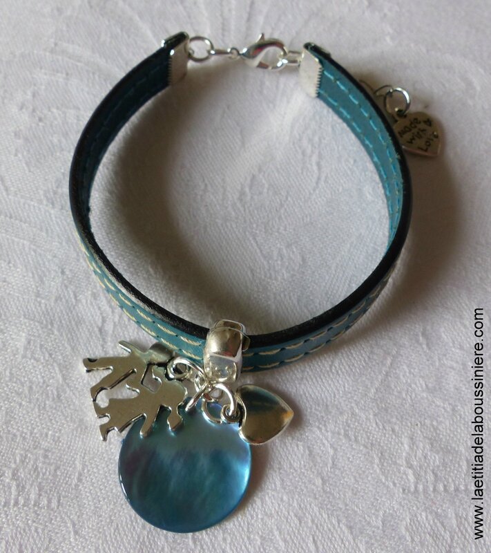 Bracelet cuir pour maîtresse, nounou (turquoise) - 22 €
