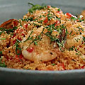 Couscous aux <b>crevettes</b> et herbes : Veedz te donne accès à ce menu