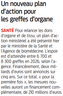 2022 03 15 SO Un nouveau plan d'action pour les greffes d'organe