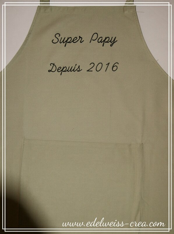 Tablier de cuisine brodé - Super Papy since 2016 - Cadeau grand-père