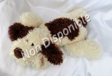 Doudou Peluche Chien Qui Aboie Couché Crème Et Marron Gipsy 35 cm