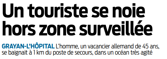 2018 07 31 SO Un touriste se noie hors baignade surveillée