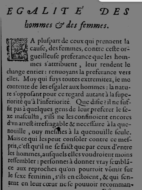 égalité des hommes et des fmmes 1622 de Gournay