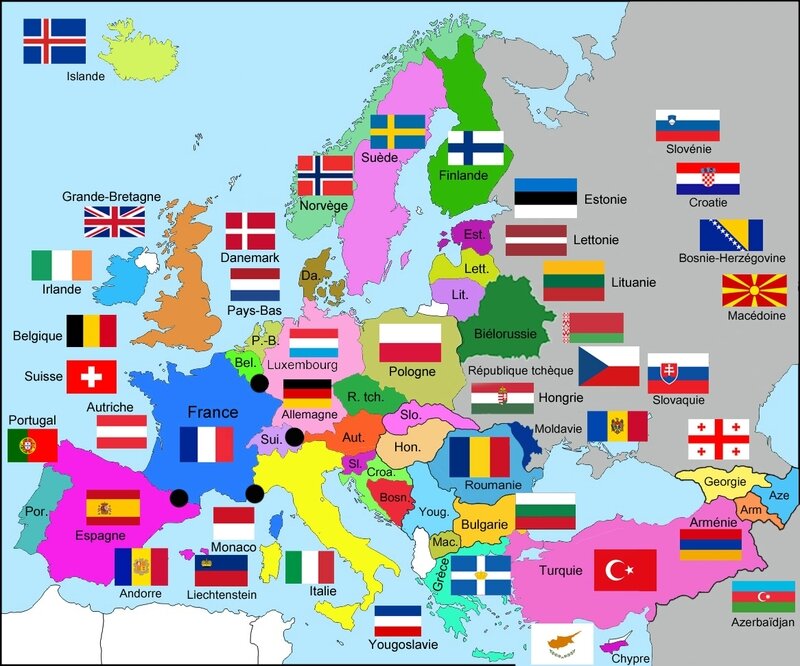 Carte Participants JO 1998 Europe