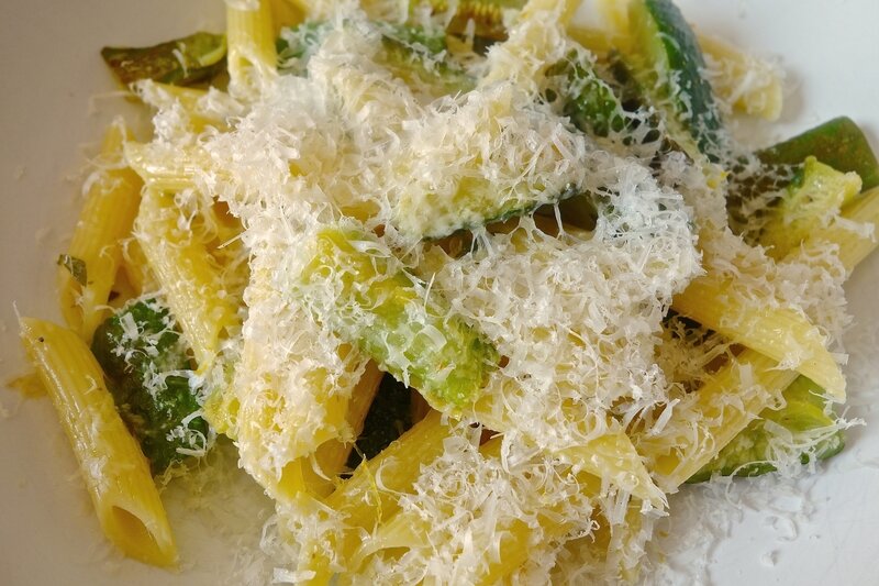 penne rigate, courgettes, citron, verveine-citron,