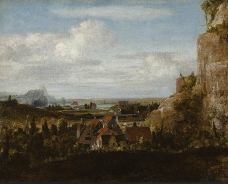 Hercules Segers, Houses near Steep Cliffs, Oil on Canvas, Museum Boijmans Van Beuningen, Rotterdam