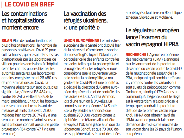 2022 03 30 SO Le Covid en bref