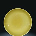 A yellow-glazed dish, <b>Zhengde</b> <b>mark</b> <b>and</b> <b>period</b> (<b>1506</b>-<b>1521</b>)