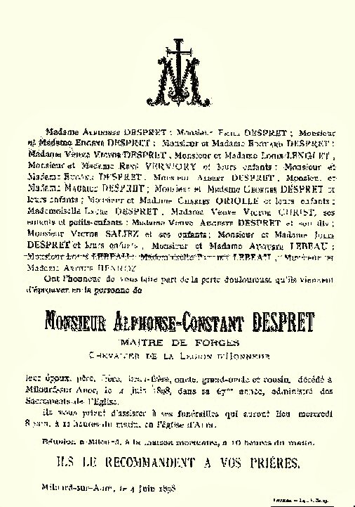 ANOR-Faire-part de décès 1898