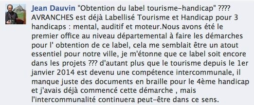 Jean Dauvin municipales 2014 Avranches label tourisme handicap office du tourisme
