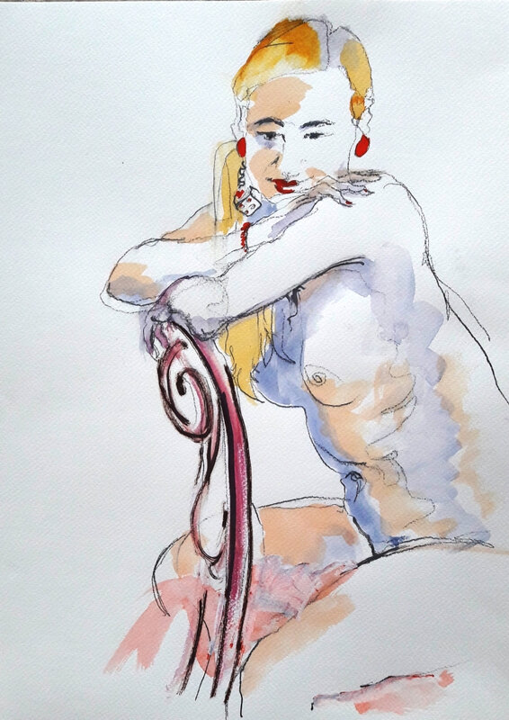 1-Alain Montoir Euzet nu aquarelle 40 x 30 (5)