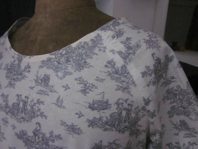 Robe RAYMONDE en coton écru imprimé toile de Jouy gris - taille 40 (6)