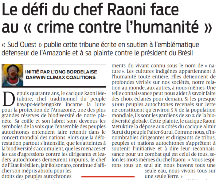 2021 02 22 SO Le défi du chef Raoni face au crime contre l'humanité