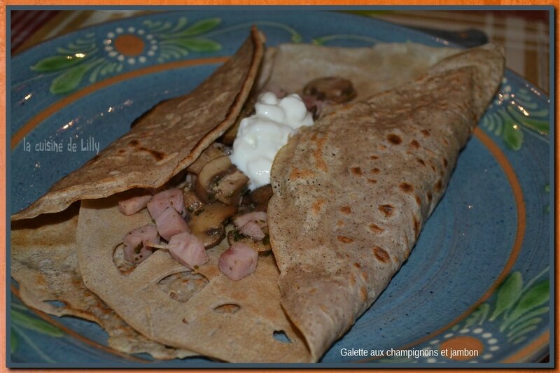 galette aux champignons et jambon