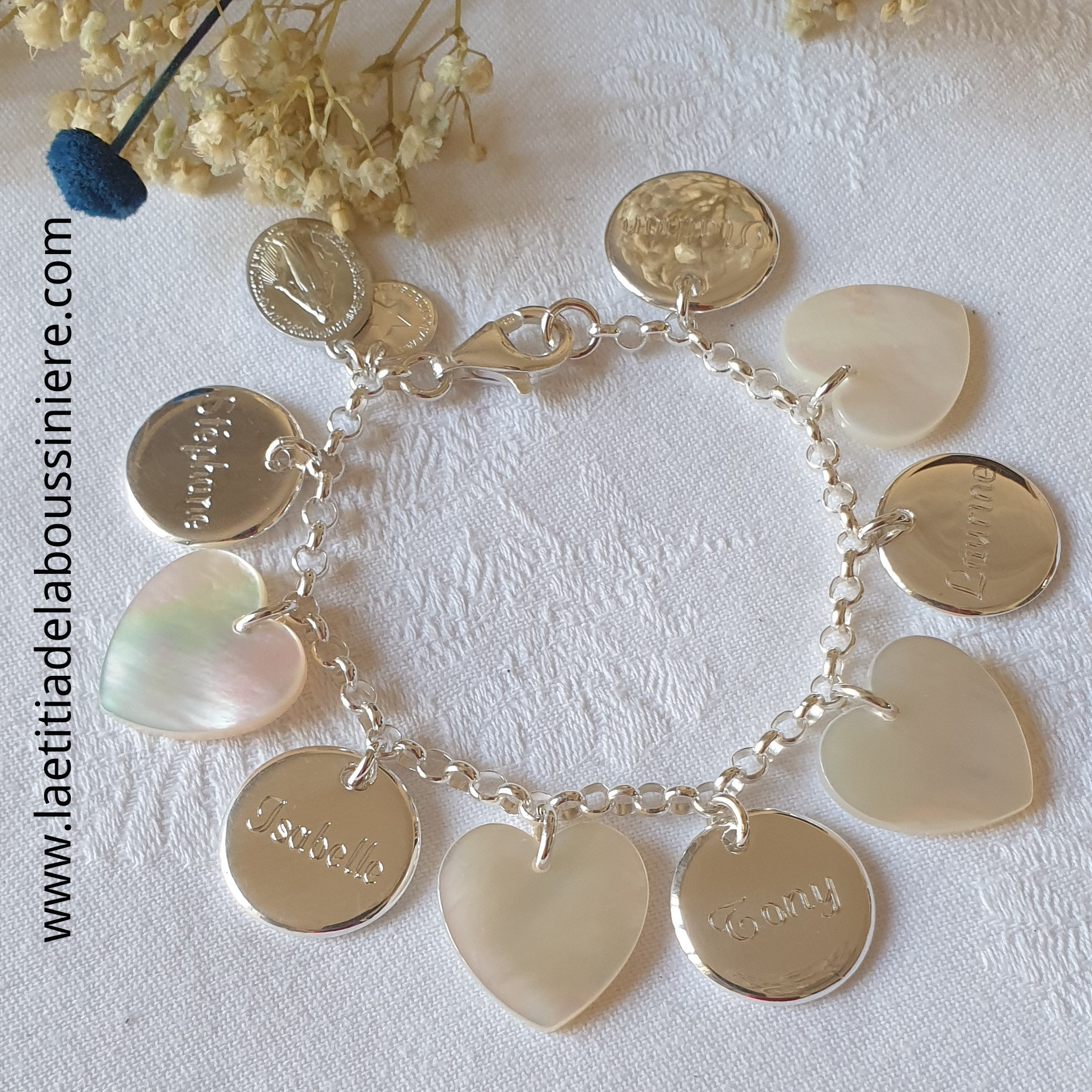 Bracelet personnalisé sur chaîne argent massif - 41 €
