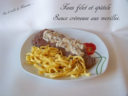 Faux filet et spätzle et Sauce crémeuse aux morilles 1