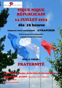 pique nique républicain Avranches 14 juillet 2013