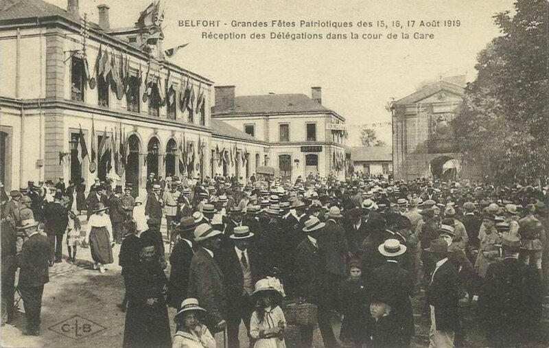 CPA Belfort Gare Fêtes patriotiques 1919