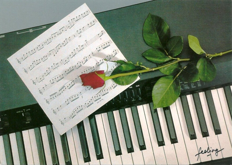 CPM Clavier de piano Partition Rose rose rouge Ed Feeling