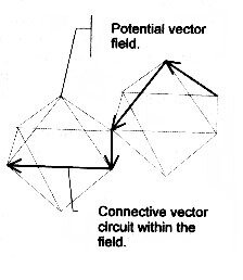 Figure 4.10 - Angles de rotation de 180 degrés des "électrons". causée par des impulsions se déplaçant sur des formes d'énergie octaédriques.