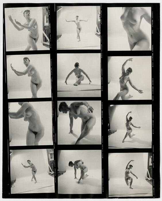 1950s Vintage Peter Basch Nude Figure Study Studio Contact Sheet Shirley Levitt