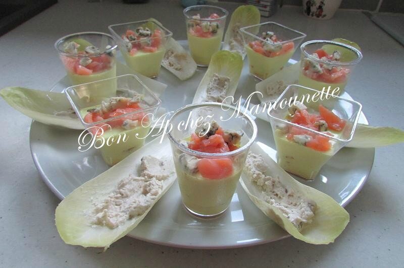 verrines mascarpone et feuilles d'endive saumon fumé 010