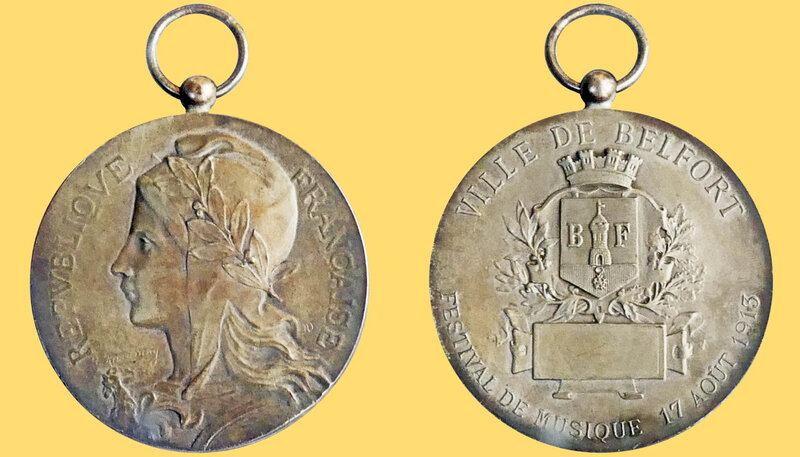 Médaille Festival musique Belfort 1913 JC