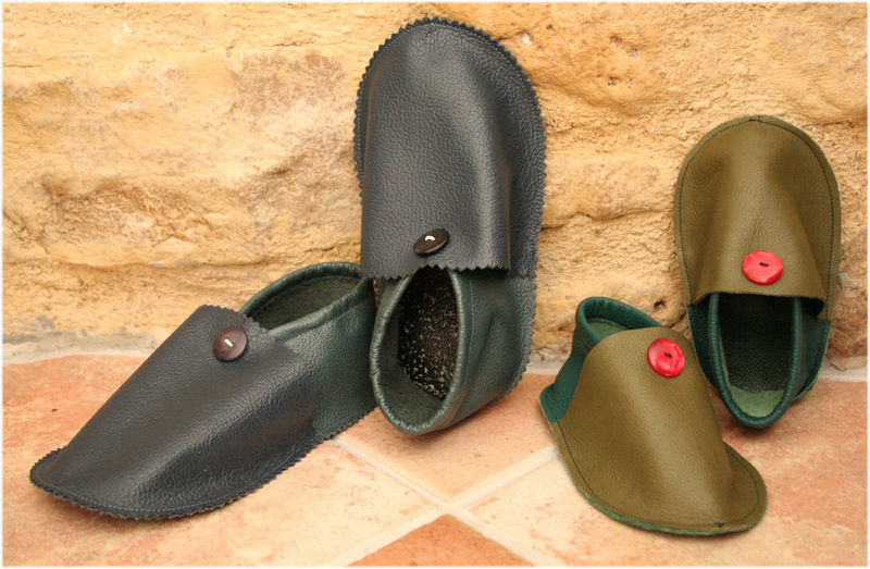 chaussons en cuir