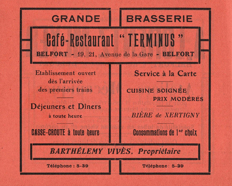 Annuaire 1921 Pub Terminus Vivès