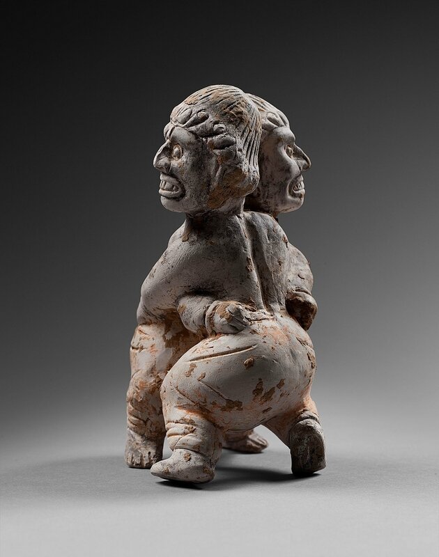 Wrestling earthenware figures, Tang dynasty, 618-907