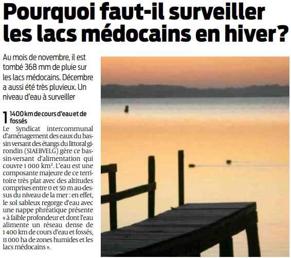 2020 01 01 SO Pourquoi faut-il surveiller les lacs médocains en hiver